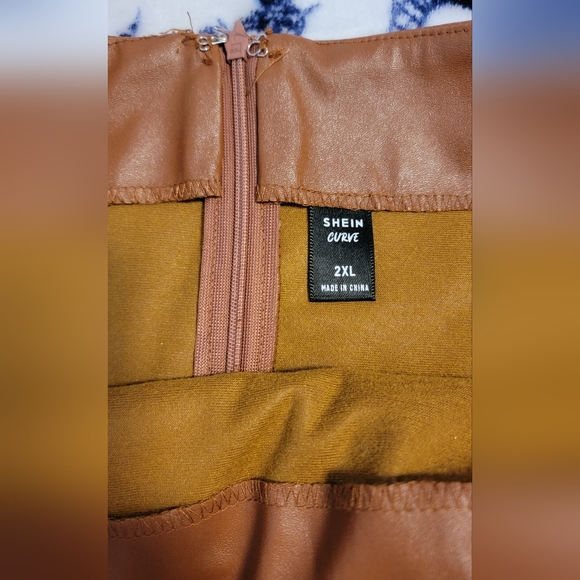 Faux Leather Long Brown Wrap Skirt - Picture 3 of 10